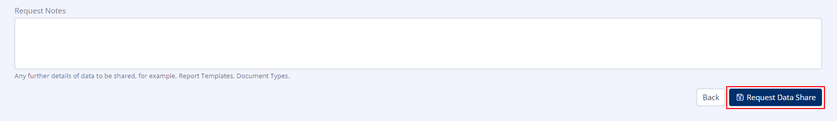 Configuring a Data Share Request